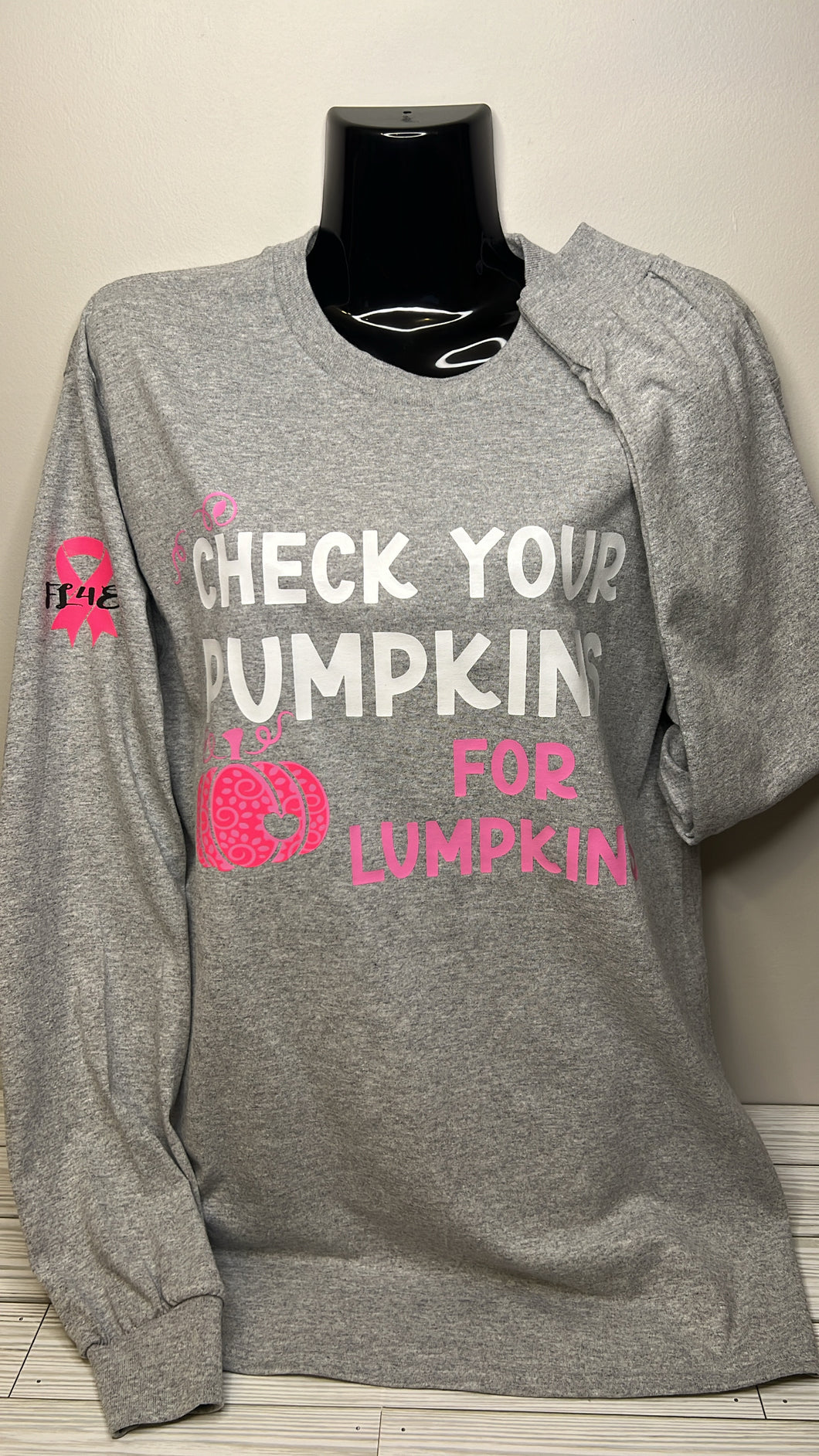 'Check Your Pumpkins' Breast Cancer Long Sleeve Shirt