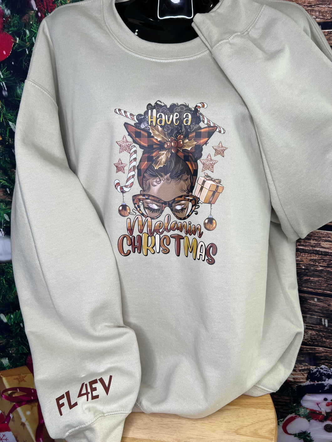 'Melanin Christmas' Long Sleeve Sweater