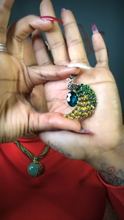 Load image into Gallery viewer, Felisha&#39;s Box &#39;Rana&#39; Green Peacock Brooch
