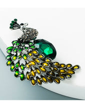 Load image into Gallery viewer, Felisha&#39;s Box &#39;Rana&#39; Green Peacock Brooch
