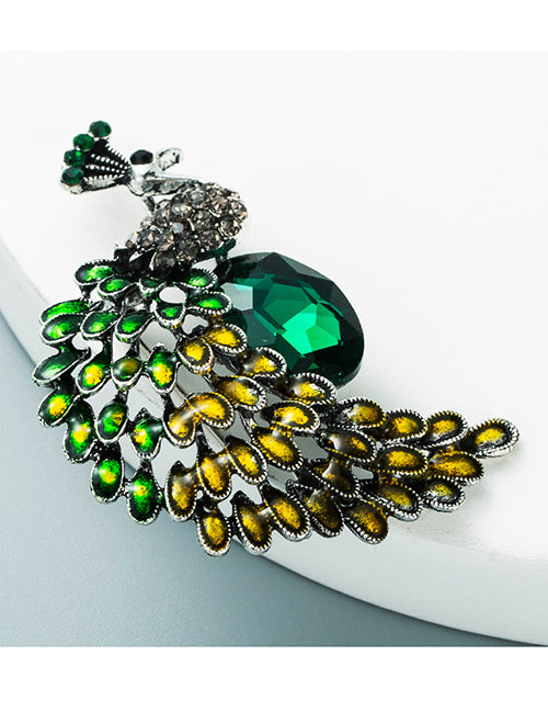 Felisha's Box 'Rana' Green Peacock Brooch