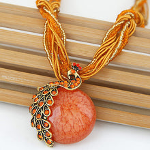 Load image into Gallery viewer, Felisha&#39;s Box &#39;Rana&#39; Orange Peacock Brooch
