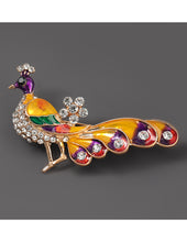 Load image into Gallery viewer, Felisha&#39;s Box &#39;Rana&#39; Orange Peacock Brooch
