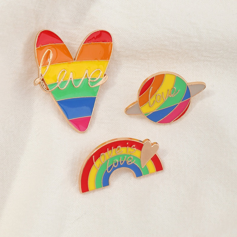 Vibrant Rainbows 'Tri-Love' 3pc Brooch Set