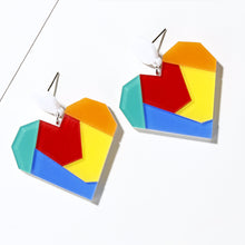 Load image into Gallery viewer, Vibrant Rainbows &#39;Jasmine&#39; Heart Colored Dangles
